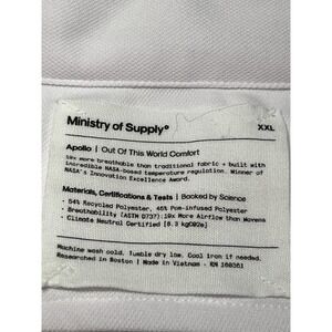 Ministry of Supply Apollo White Polo Shirt  Mens XXL NASA Tech Breathable Pique